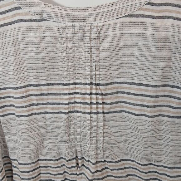 Talbots 100% Linen Stripe V Neck Top - Picture 3 of 9